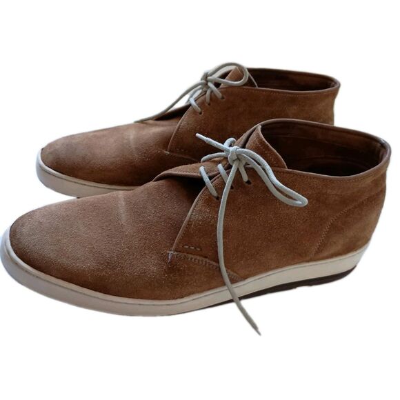 HESCHUNG Mens Oxfords Tan Brown Suede Shoes Size 8 EU 41 Classic Lace Up Chukka - Picture 1 of 13